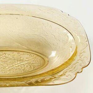 Vintage Federal Glass Madrid Amber Oval Bowl 10"